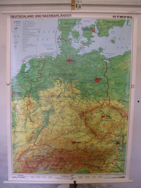 Wall Map Germany German-Speaking Countries ~ 1990 115x152 Vintage German Area