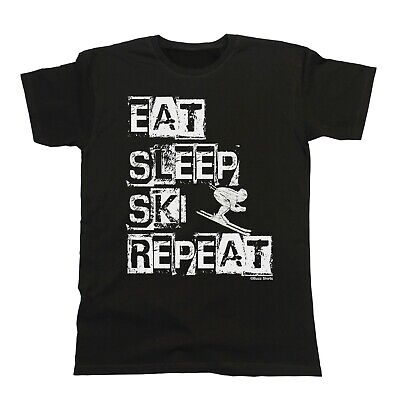 Eat Sleep Ski T-Shirt Mens Organic Skiing Gift For Christmas Birthday Skis Tee
