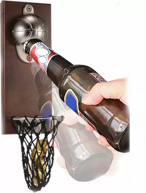 Basket Beer Bottle Opener that Magnets to Fridge for Basketball Beer Lovers Bar