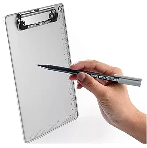 Metal Clipboard Aluminum Look Document Holder Hangable Low Profile Clip Letter