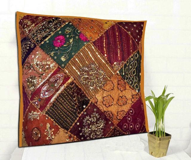 30" Mostaza Grande Decoración Para El Hogar Sofá Arte Sari Acento Cama Cojín Funda Almohada