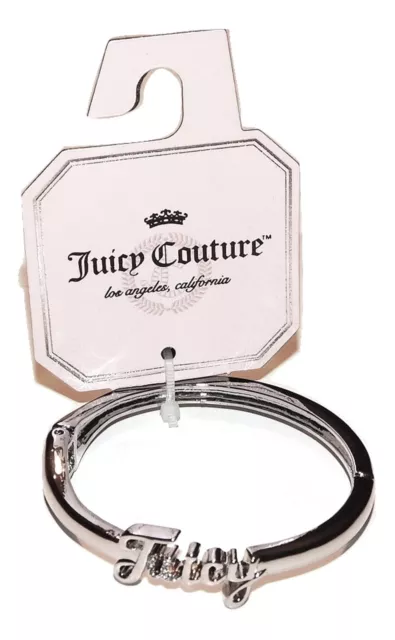 Juicy Couture Silver Tone Bangle Bracelet 8-Inch Simulated Crystals NEW $30