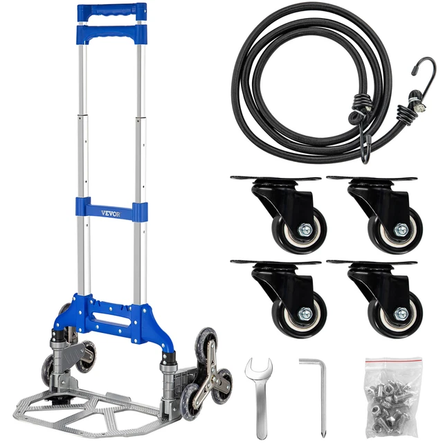 VEVOR Stair Climbing Cart, 15.4" x 10.6" Folding Hand Truck, 176 lbs Capacity
