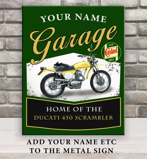 PERSONALISED MOTORCYCLE DUCATI SCRAMBLER 450 GARAGE SHED  Retro Metal SIGN VB06