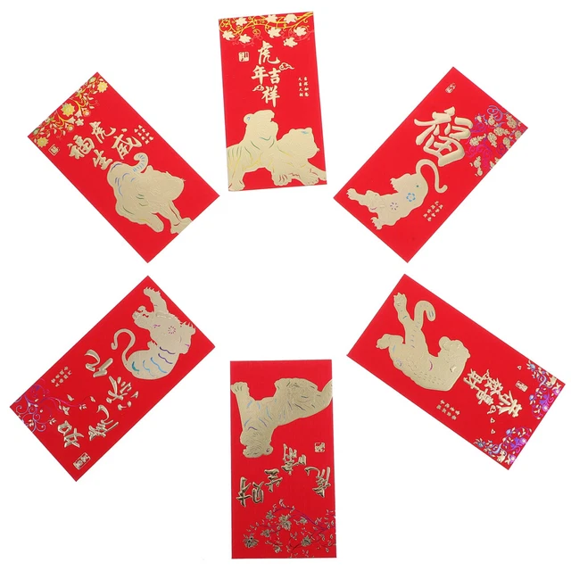 18 Pcs Paper Year of The Tiger Red Envelope Money Packet Lucky Envelopes