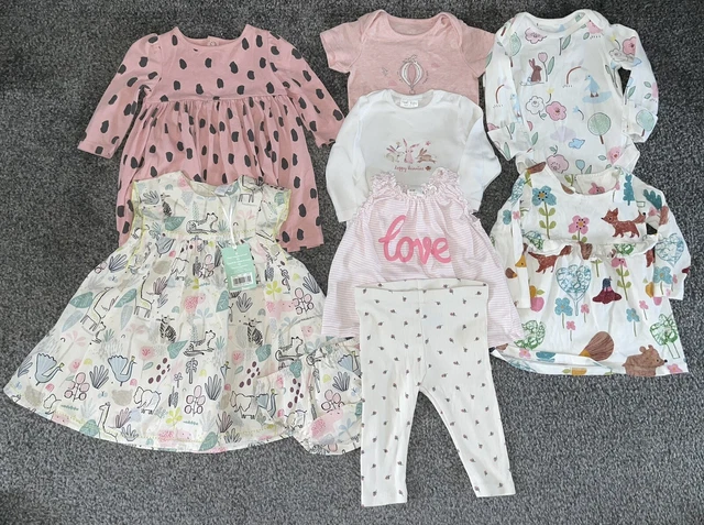 8 Item Baby Girls Clothing Bundle Size 3-6 Months M&S Next Girly Pinks Pastels