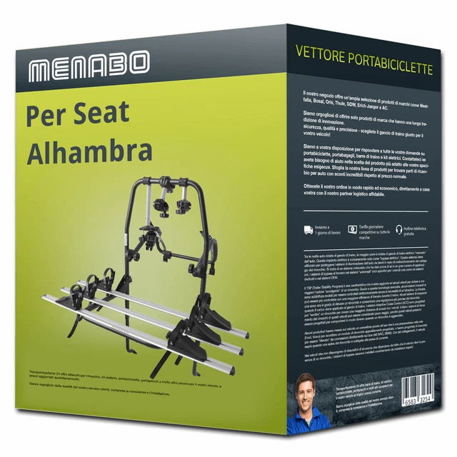 Menabo Polaris 3 portabici portellone per Seat Alhambra 710/711 - 3 bici Nuovo