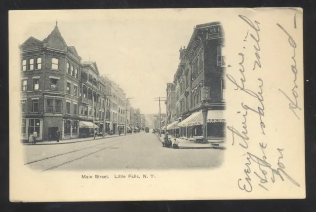 Little Falls New York Ny Downtown Main Street Scene Vintage Postcard 1905