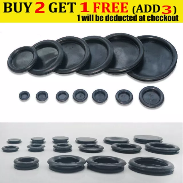 Closed Gromet Blind Plug 10X Rubber Grommet Bung Bungs Blanking Wiring Grommets