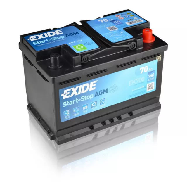 Batterie Exide EK700 12v 70ah 760A 278x175x190mm