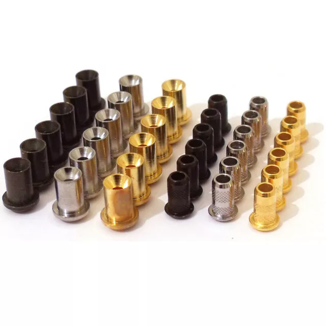 Guitar String Ferrules, Set of Six in Chrome, Black, or Gold. 4mm or 5mm