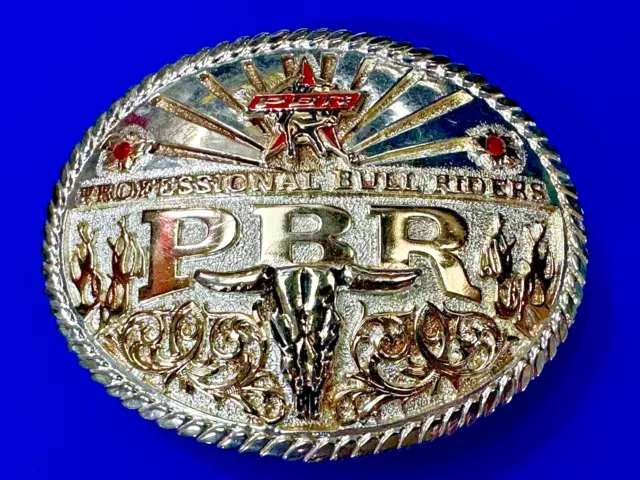 PBR Longhorn Skull Professional Rodeo Riders Montana Silversmiths Belt Buckle