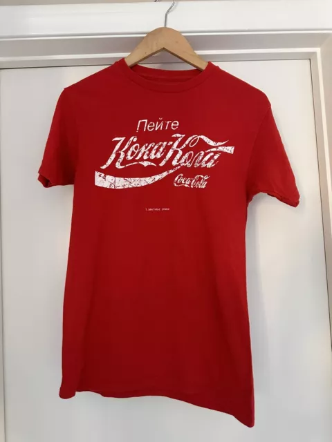 Vintage USSR soviet Style Coca Cola T Shirt Made In USA Russian Language adult S