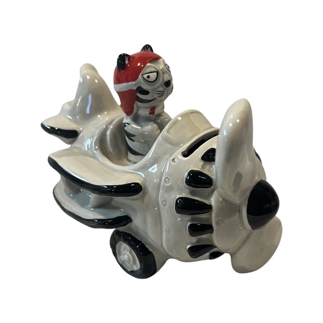 Japan Made Ceramic 305 Takahaski Coin Bank Airplane Tom Cat As Snoopy Red Baron