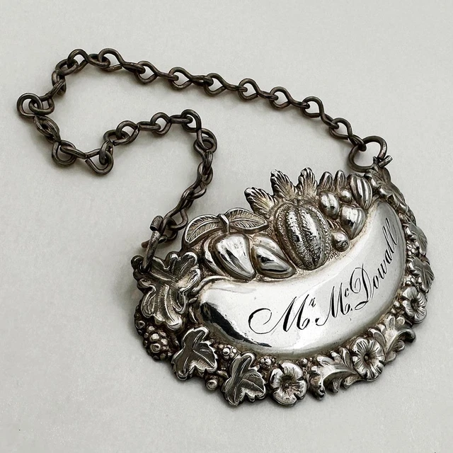 ENGRAVED DECANTER BOTTLE LABEL GEORGIAN OLD SHEFFIELD PLATE 19th ...