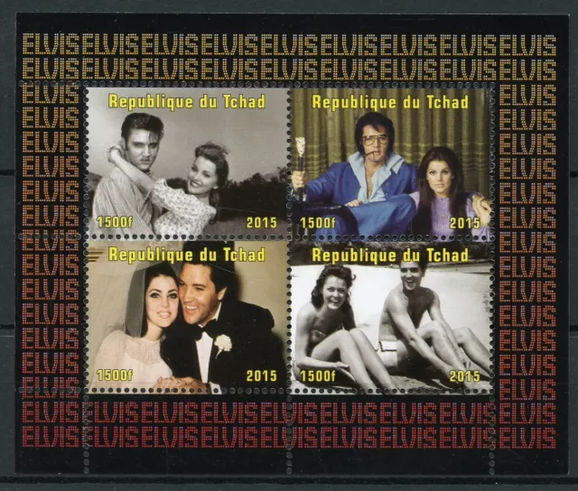 Chad Music Stamps 2015 MNH Elvis Presley Lisa Marie Famous People 4v M/S I