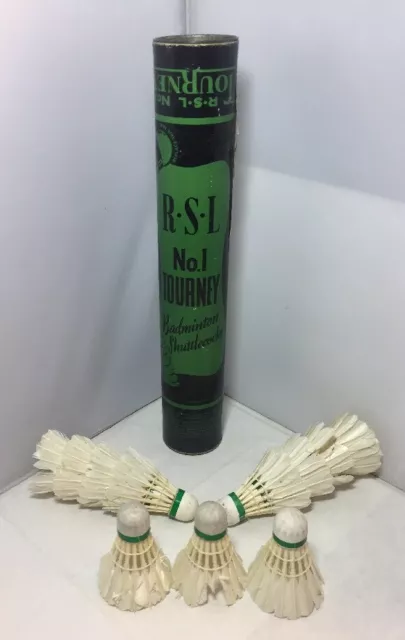 Vintage Tube Of Late 1950s Early 1960s RSL Badminton Shuttlecocks Feather