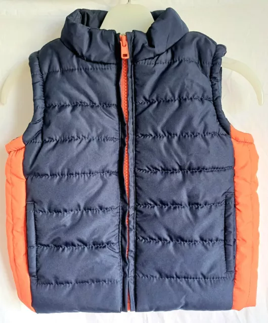 Gymboree Navy Blue & Orange Zip Up Baby Gillet- Age 6-12 Months