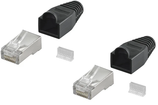 5x Modularstecker RJ45 geschirmt; CAT 5 RJ45/8P8C PLUG SCHWARZ PL-2