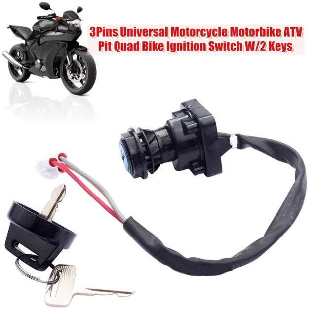1PCS 3 Wires Motorcycle Motorbike ATV Ignition Start Switch W/2 Keys Universal