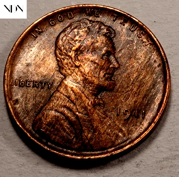 1911 Lincoln Wheat Penny Cent - Choice BU (wood grain toned)- Better Date! #W207