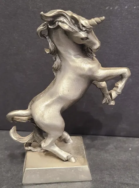 Rawcliffe Pewter 1981 Bearded Unicorn Figurine Prancing Rearing