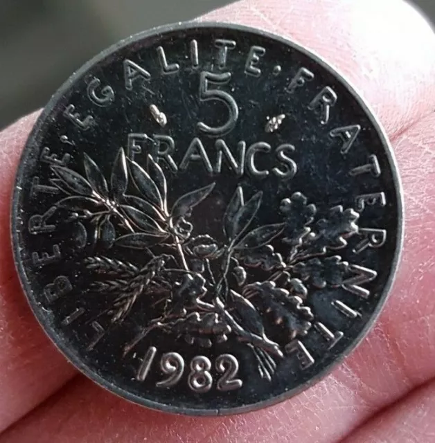 France - Francia - French Coin - Monnaie De 5 Francs Semeuse 1982 Sup.