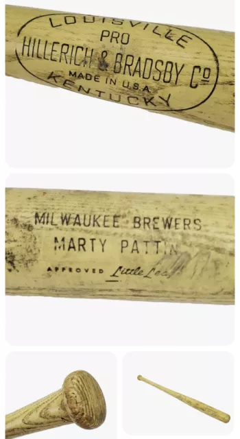 Vtg Hillerich Bradsby Bat Marty Pattin Milwaukee Brewers Baseball Louisville Pro