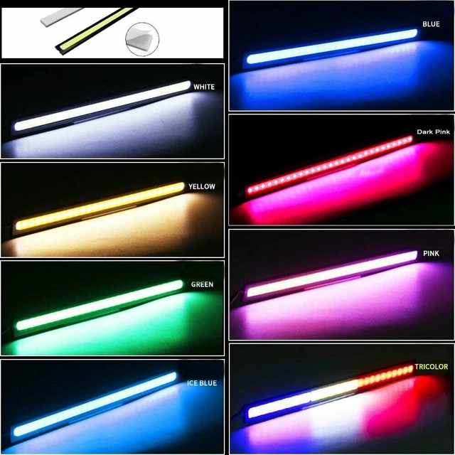 4X Car 12V Strip DRL Day Time Running Light Fog Lamp White Blue Red Yellow Green