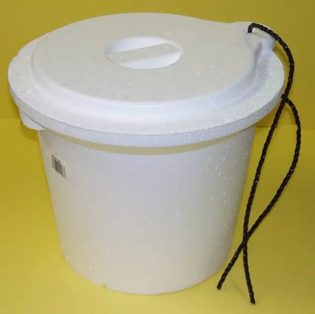 Drew Foam KOL20812 8 Quart Styrofoam Minnow Bucket w/Lid & Carry Rope & Grommets