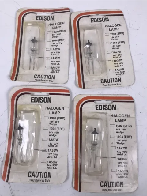 4 Edison 1A36W Miniature Halogen Lamp, 36 Watt, New