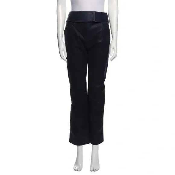 Women's Givenchy Straight Leg Leather Pants, Size Medium / 6, Black