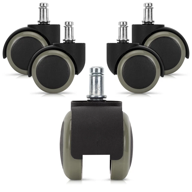 5x roulette pour chaise de bureau - Roue de rechange 10 / 50 mm pour sol dur