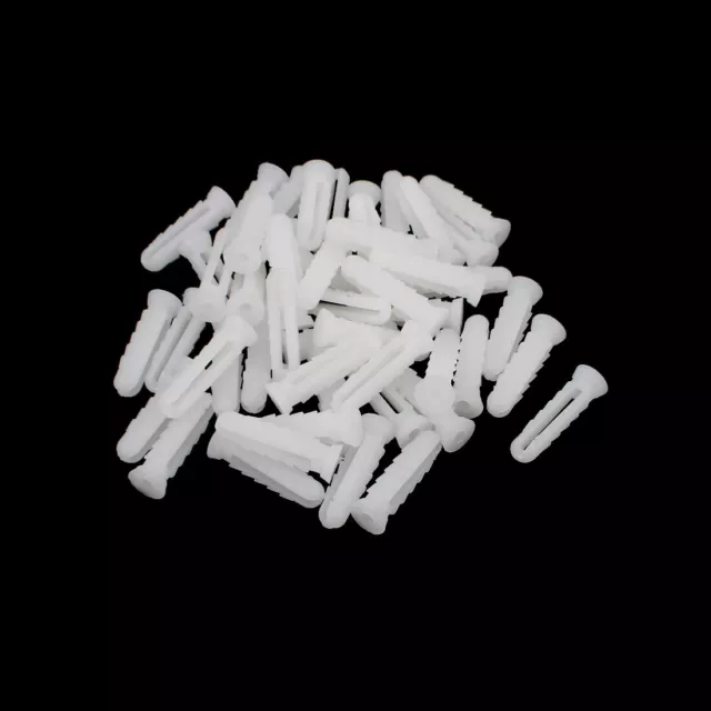 6mm x 25mm Plastic Expansion Nail Plugs Wall Anchor Screw White 50pcs