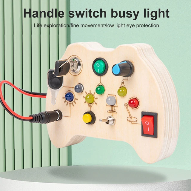 Montessori Busy Board LED Light Switch Busy Board Wooden Sensory Toys bl