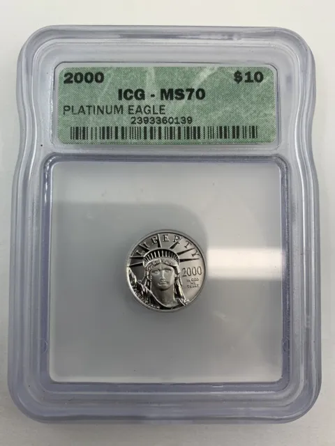 2000 American Eagle $10 Dollar .9995 Platinum 1/10oz ICG MS70