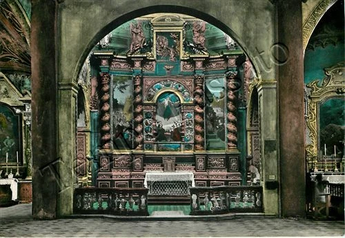 Cartolina di Saluzzo, chiesa San Giovanni (altare Madonna del Rosario) - Cuneo