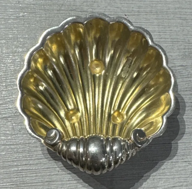 925 Sterling Silver Gold Plated Vintage Scallop Shell Trinket Dish
