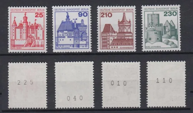 Berlin 587-590 RM mit Nummer Burgen + Schlösser 25 Pf, 90 Pf, 210 Pf, 230 Pf **