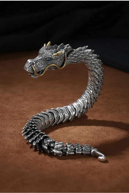 Mens Fashionable Retro Dragon Bracelet Handmade Three-dimensional Metal Bracelet