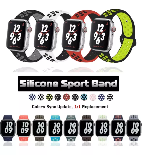 Cinturino silicone Sport bicolore 42 mm 44 mm  Per Apple Watch 1 2 3 4 5 6 7 8 9