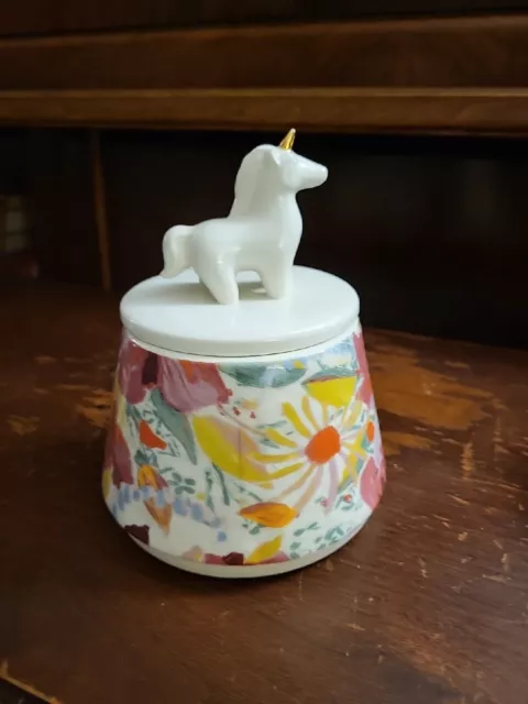 Opalhouse Unicorn Canister Ceramic Trinket Jar with Lid Floral Pinks Orange
