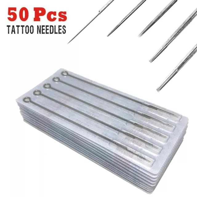 50 pcs Mixed Sizes Sterile Disposable Tattoo Needles 5 Sizes - 1,3,5,7,9RL