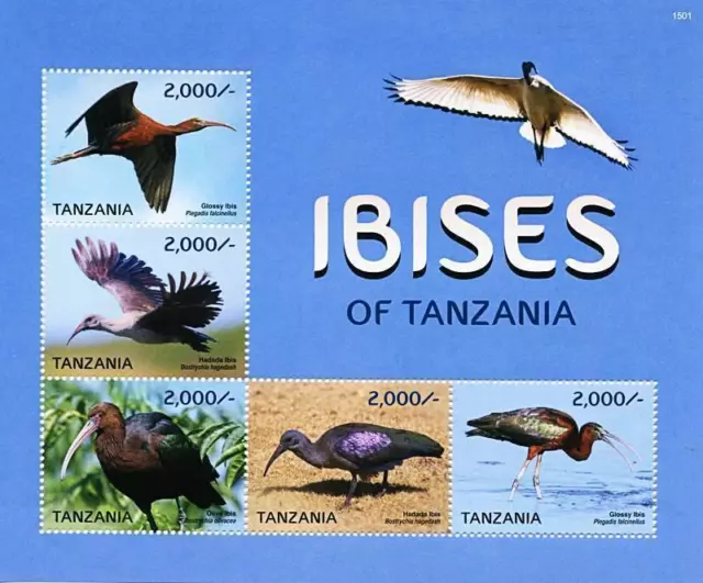 Tanzania 2015 Birds / Ibises M/S Sc#2758 Mnh