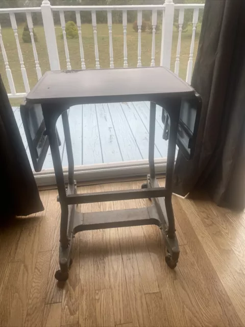 Vtg MASO Interstate Metal Typewriter Stand Desk Drop Leaf Table W/Casters/Lock Vtg MASO Interstate Metal Typewriter Stand Desk Drop Leaf Table W/Casters/Lock