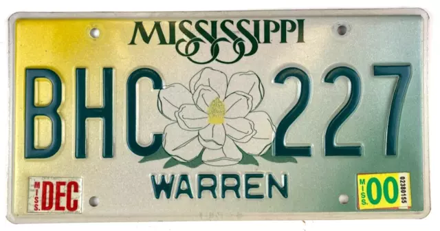 Mississippi 2000 License Plate Vintage Warren County Man Cave Garage Decor