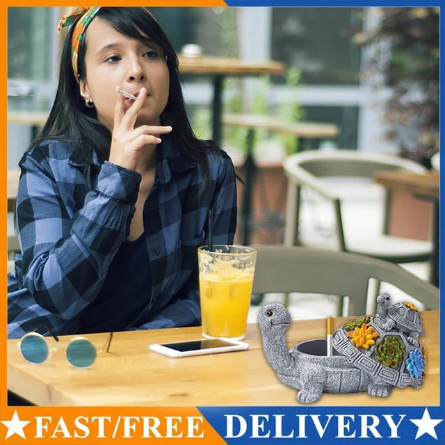 Resin Cigarettes Ash Tray with Lid Turtle-shaped Waterproof Ornaments for Office