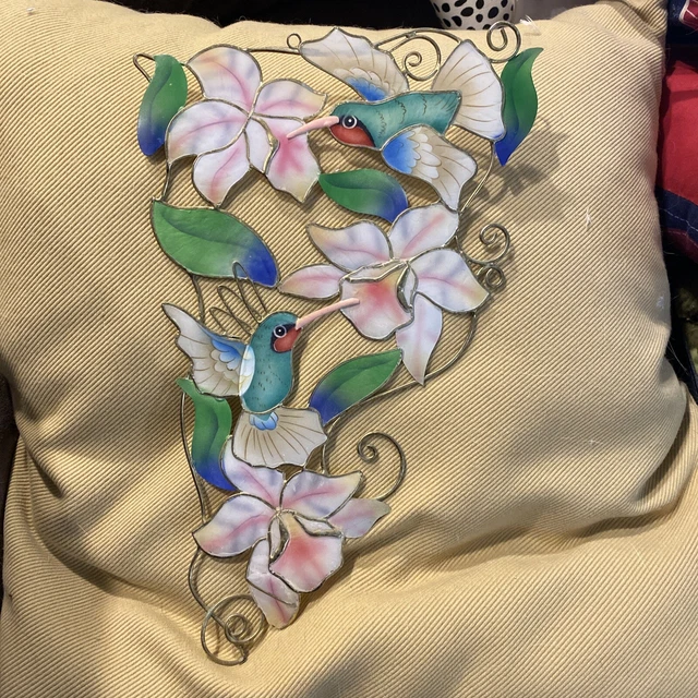 Hand painted stained glass affect Hummingbird window hangers