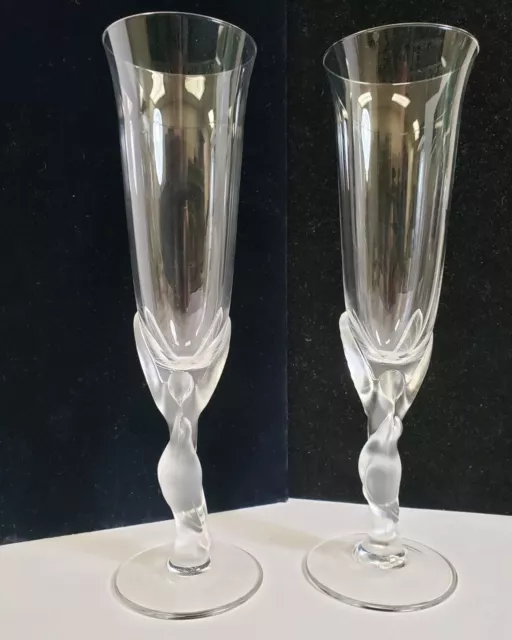 Igor Carl Faberge Snow Doves Crystal 9-3/4" Champagne Flute Set Of 2