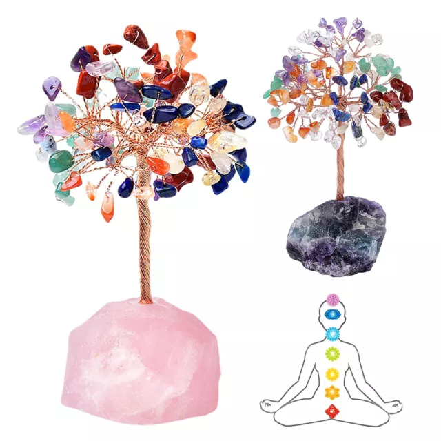 Crystal Tree 7 Chakra Tree of Life Natural Crystals Stone Luck Tree brUWO〕